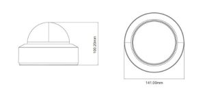 Kích thước camera TD-9583E3
Camera mạng vòm chống nước 8MP IR