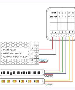 Module 5 In 1 - Bluetooth Mesh là Thiết bị hỗ trợ 5 tính năng bao gồm: RGBWW, RGB & WW, 5 Dim, 1 Dim 2 WW, 3 Dim 1 WW. Kết nối: Bluetooth Mesh. Điều khiển Led dây 12V -> 24V DC. Thay đổi nhiệt độ màu ánh sáng cho đèn Led dây (Trắng - Ấm): 2700K -> 6500K. Điều khiển theo nhóm Lighting, HCL, cảnh Lighting, Rule, Cảnh, Lịch.